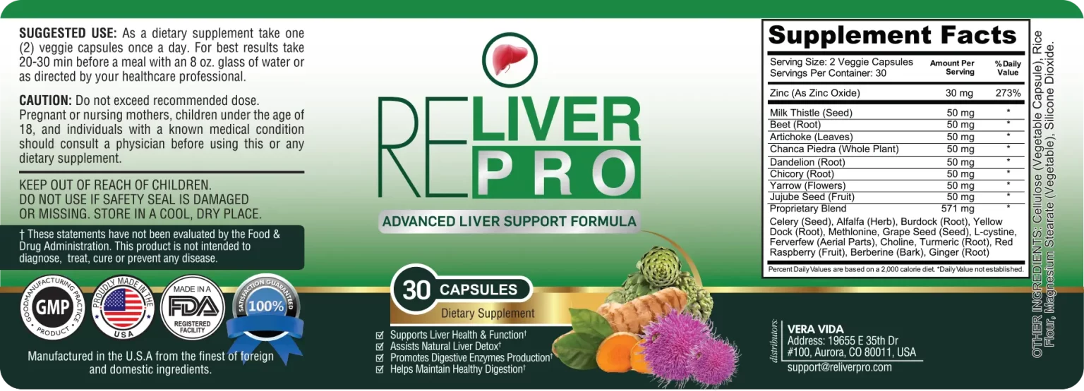 Reliver Pro Supplement Facts